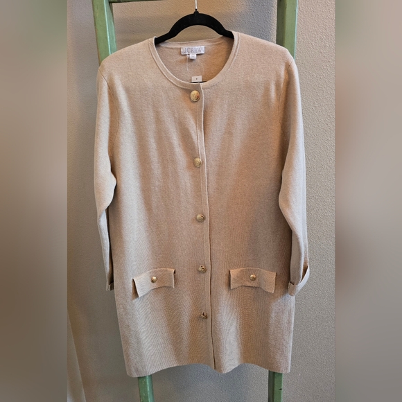 NWT J. Crew Long Giselle Sweater/Blazer, Gold Buttons, Sz M - Picture 3 of 10